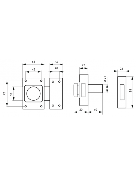 Verrou de porte d'entrée CONCORDE (Versions : avec cylindre 40 mm, 45mm ou version boitier pour cylindre profilé) 00301010
