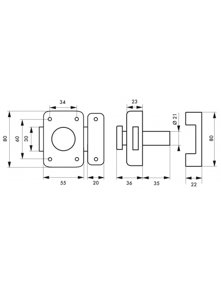 Verrous de porte intérieure TRIDENT cylindre 35 mm / 45 mm 00200945