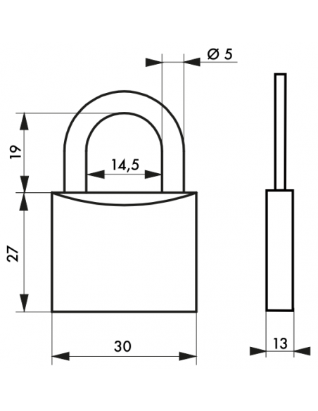 Cadenas Type 1 ALU / ALU COLOR (30 mm / 40 mm / 50 mm / 60mm) Anse classique ou 1/2 haute 00124130