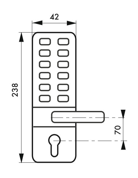 Verrou de porte d'entrée Serrure avec béquille double pour serrure à encastrer entraxe 70 00072696