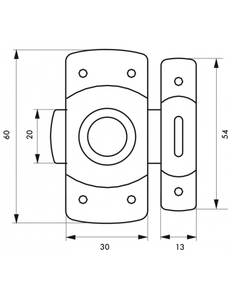 Verrous de meuble VERROU 30 / 35 / 40 mm - laiton chromé OU laqué blanc 00100931