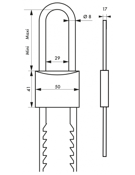 Cadenas 50 mm Anse réglable 00202051