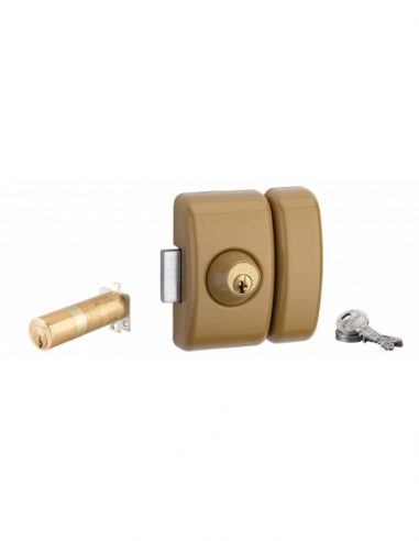 Verrou universel ajustable à languette HG5 - double cylindre - bronze 3 clés 00080474