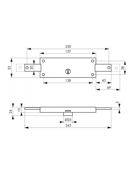 Serrure en applique DE SURETE à cylindreØ 25 mm pour rideau métallique 00401985