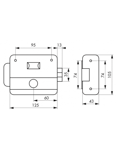 Serrure en applique de SURETE à DC 50 mm révers. 3 clés 00505005