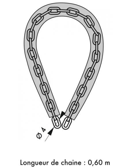 Antivol chaine gainée PVC Ø 4 long. 0,90 m avec cadenas 40mm 2 clés 00207015