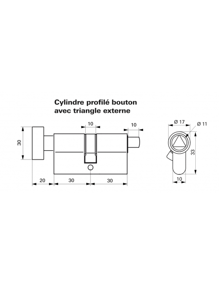 Cylindre de Serrure PROFILE HG - triangle externe ou interne TE11073030