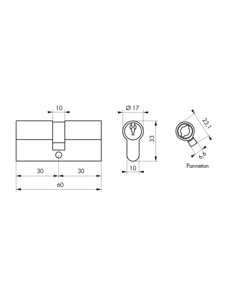 Cylindre STD Laiton pour Serrure - 3 clés 00216260