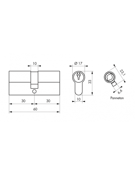 Cylindre STD Laiton pour Serrure - 3 clés 00216260