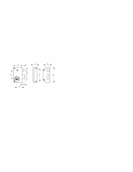 Serrure en applique à Double Cylindre - 140x88 mm / 75x130mm - à fouillot / tirage - droite / gauche (selon modèle) 00500116