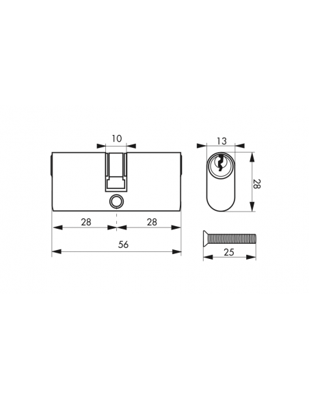 Cylindre de Serrure Ovale - 3 clés 00016320