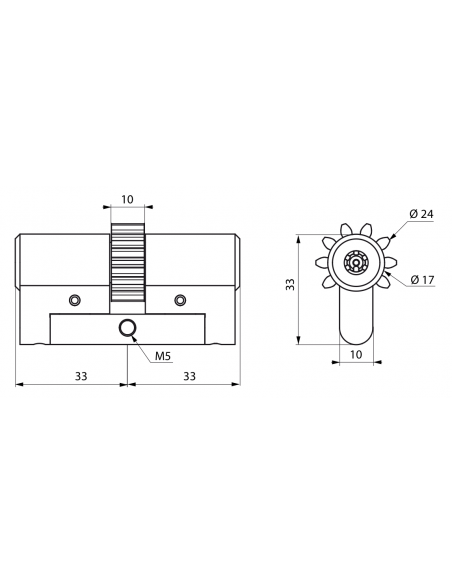 Cylindre COBRA M de Serrure 33 x 33 mm 00030118