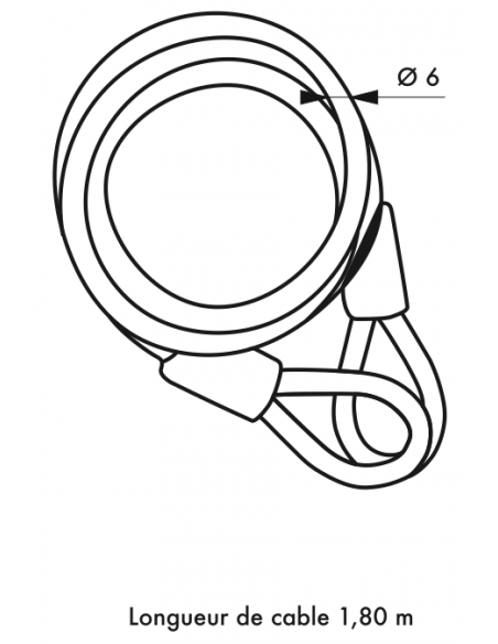 Antivol Câble TWISTY Ø 6 long. 1,80 m - compatible cadenas 00300345