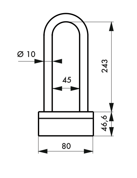 Antivol U anse acier cémenté gainée Ø 10 larg: 70 mm, Haut : 300 mm 00518880