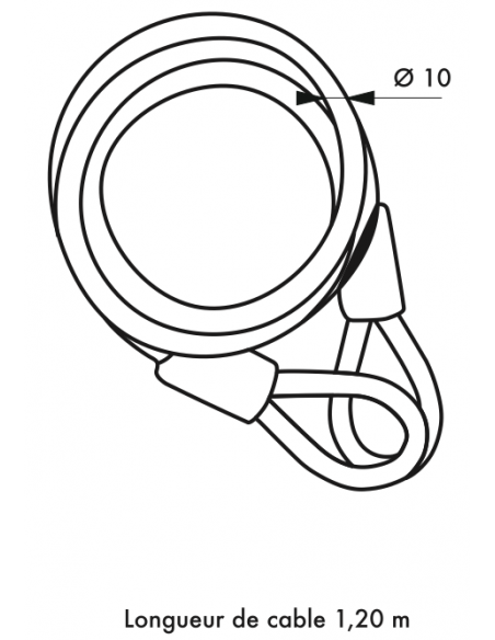 Antivol Cable Ø 10 long. 1,20 m 00510120