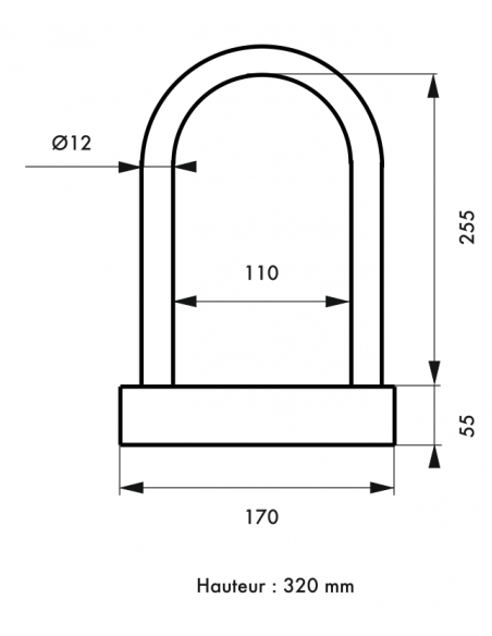 Antivol U gainée Ø 12 larg : 170 mm 00580245