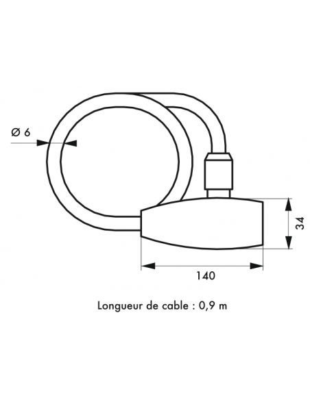 Antivol BIKER chaîne Carré 6 long.0,9 m (à clé ou à code selon modèle) 00500623