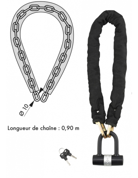 Antivol LOOPS chaine gainée nylon 0,90 m 2 clés 00594461