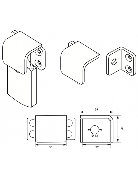 Porte-cadenas pour porte coulissante Ouverture à droite 00013927