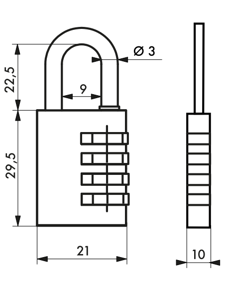 Cadenas 158 ou cadenas 208 à combinaison modifiable 00100158