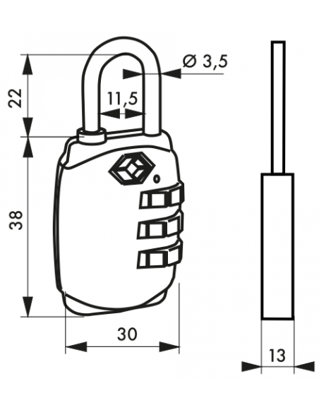 Cadenas TSA à 3 viroles 00171020