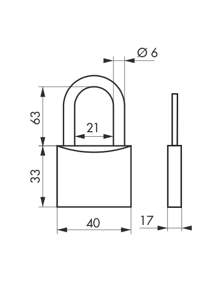 Cadenas Type 1 ALU / ALU COLOR (30 mm / 40 mm / 50 mm / 60mm) Anse classique ou 1/2 haute 00124130