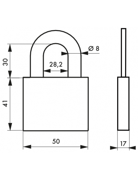 Cadenas Type 1 ALU / ALU COLOR (30 mm / 40 mm / 50 mm / 60mm) Anse classique ou 1/2 haute 00124130