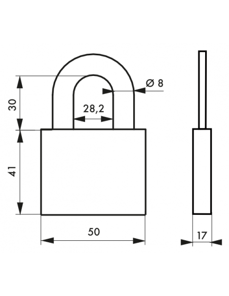 Cadenas Type 1 ALU / ALU COLOR (30 mm / 40 mm / 50 mm / 60mm) Anse classique ou 1/2 haute 00124130