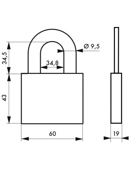 Cadenas Type 1 ALU / ALU COLOR (30 mm / 40 mm / 50 mm / 60mm) Anse classique ou 1/2 haute 00124130
