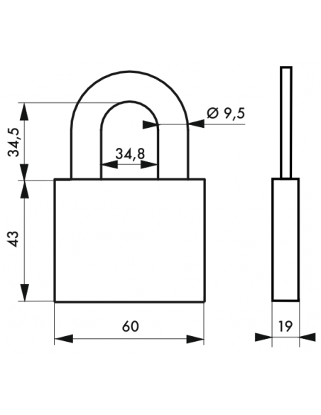 Cadenas Type 1 ALU / ALU COLOR (30 mm / 40 mm / 50 mm / 60mm) Anse classique ou 1/2 haute 00124130