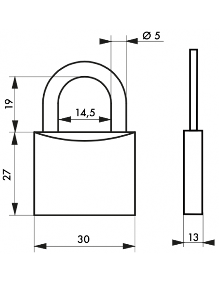 Cadenas Type 1 ALU / ALU COLOR (30 mm / 40 mm / 50 mm / 60mm) Anse classique ou 1/2 haute 00124130