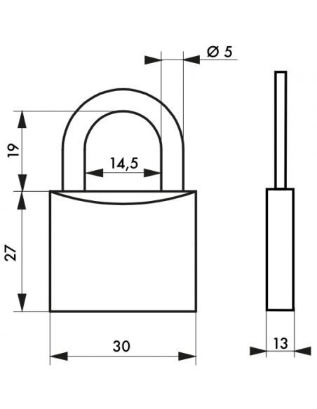 Cadenas Type 1 ALU / ALU COLOR (30 mm / 40 mm / 50 mm / 60mm) Anse classique ou 1/2 haute 00124130