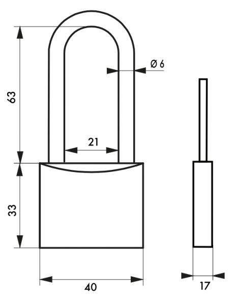 Cadenas Type 1 ALU / ALU COLOR (30 mm / 40 mm / 50 mm / 60mm) Anse classique ou 1/2 haute 00124130