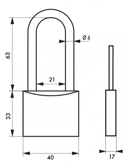 Cadenas Type 1 ALU / ALU COLOR (30 mm / 40 mm / 50 mm / 60mm) Anse classique ou 1/2 haute 00124130