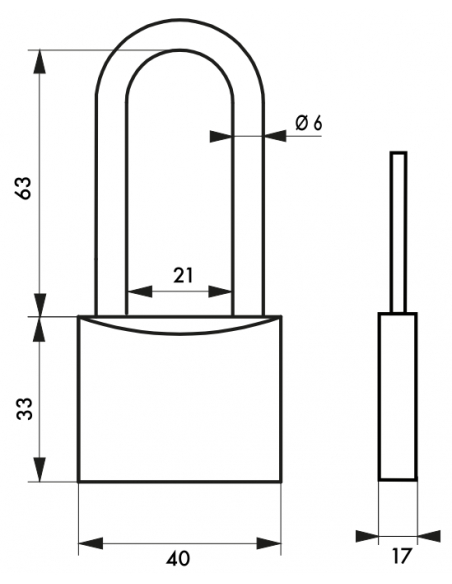 Cadenas Type 1 ALU / ALU COLOR (30 mm / 40 mm / 50 mm / 60mm) Anse classique ou 1/2 haute 00124130