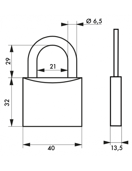 Cadenas Type 1 ALU / ALU COLOR (30 mm / 40 mm / 50 mm / 60mm) Anse classique ou 1/2 haute 00124130