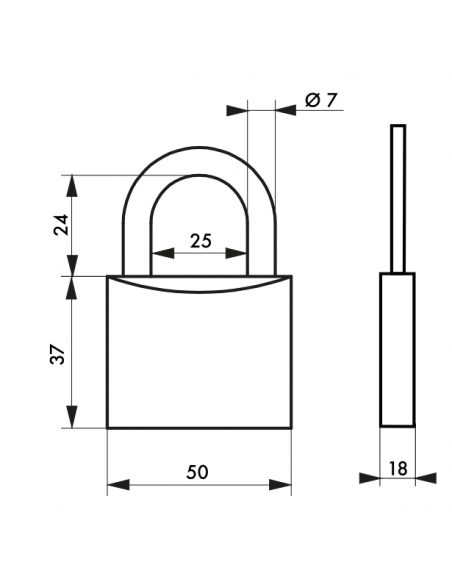 Cadenas Type 1 ALU / ALU COLOR (30 mm / 40 mm / 50 mm / 60mm) Anse classique ou 1/2 haute 00124130