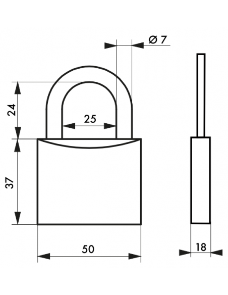 Cadenas Type 1 ALU / ALU COLOR (30 mm / 40 mm / 50 mm / 60mm) Anse classique ou 1/2 haute 00124130