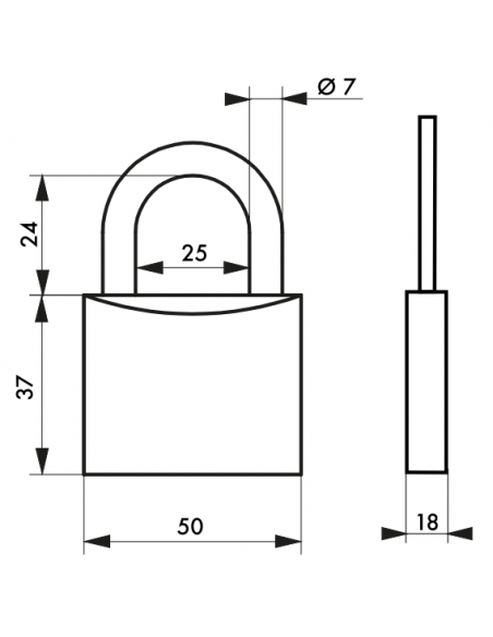 Cadenas Type 1 ALU / ALU COLOR (30 mm / 40 mm / 50 mm / 60mm) Anse classique ou 1/2 haute 00124130