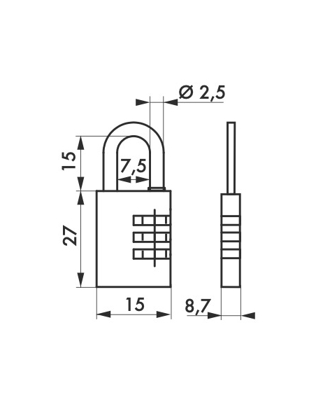 Cadenas 158 ou cadenas 208 à combinaison modifiable 00100158