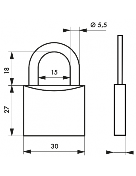 Cadenas Type 1 (30 mm à 70 mm) - Anse classique, Haute ou 1/2 haute. 00180030