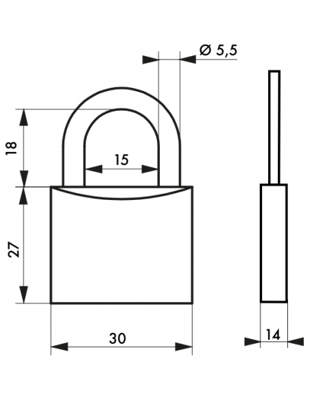 Cadenas Type 1 (30 mm à 70 mm) - Anse classique, Haute ou 1/2 haute. 00180030