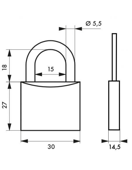 Cadenas Type 1 (30 mm à 70 mm) - Anse classique, Haute ou 1/2 haute. 00180030