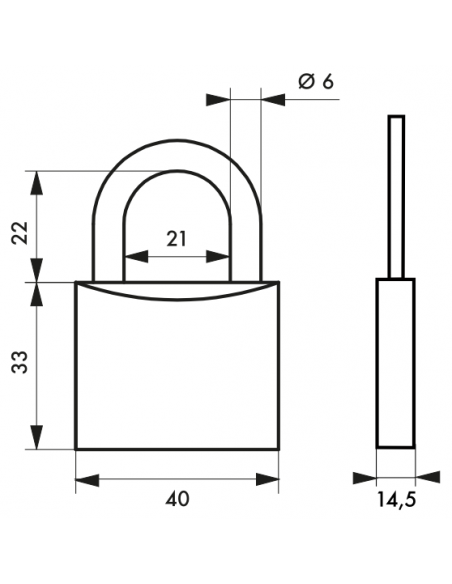 Cadenas Type 1 (30 mm à 70 mm) - Anse classique, Haute ou 1/2 haute. 00180030