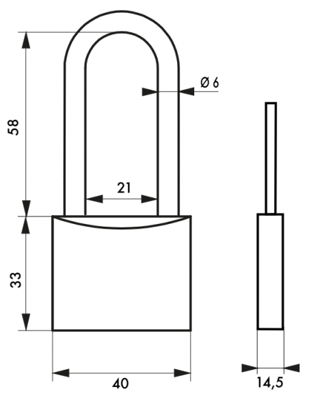 Cadenas Type 1 (30 mm à 70 mm) - Anse classique, Haute ou 1/2 haute. 00180030