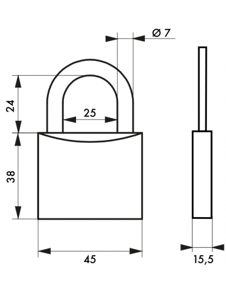 Cadenas Type 1 (30 mm à 70 mm) - Anse classique, Haute ou 1/2 haute. 00180030