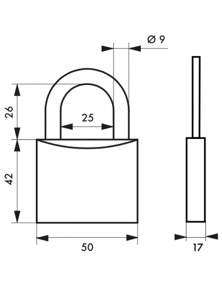 Cadenas Type 1 (30 mm à 70 mm) - Anse classique, Haute ou 1/2 haute. 00180030