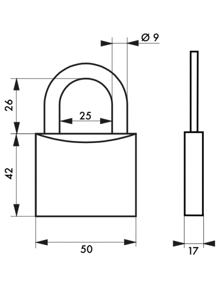 Cadenas Type 1 (30 mm à 70 mm) - Anse classique, Haute ou 1/2 haute. 00180030