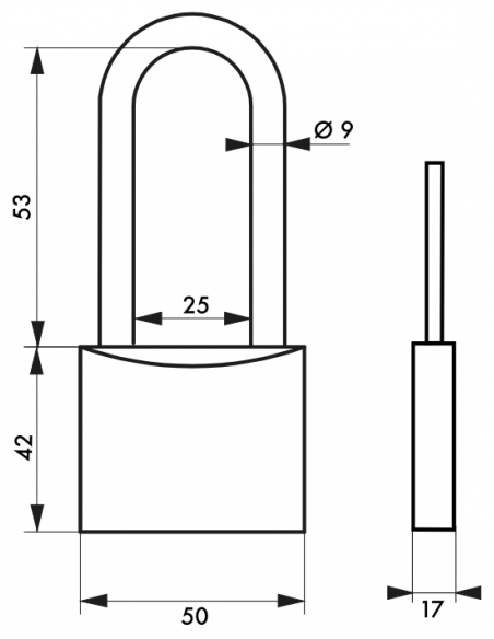 Cadenas Type 1 (30 mm à 70 mm) - Anse classique, Haute ou 1/2 haute. 00180030