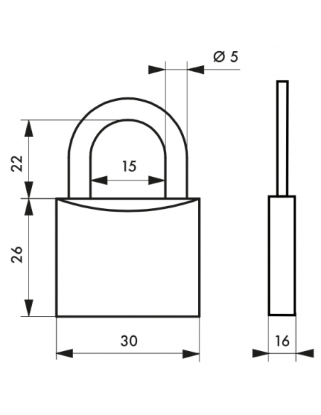Cadenas Type 1 (30 mm à 70 mm) - Anse classique, Haute ou 1/2 haute. 00180030